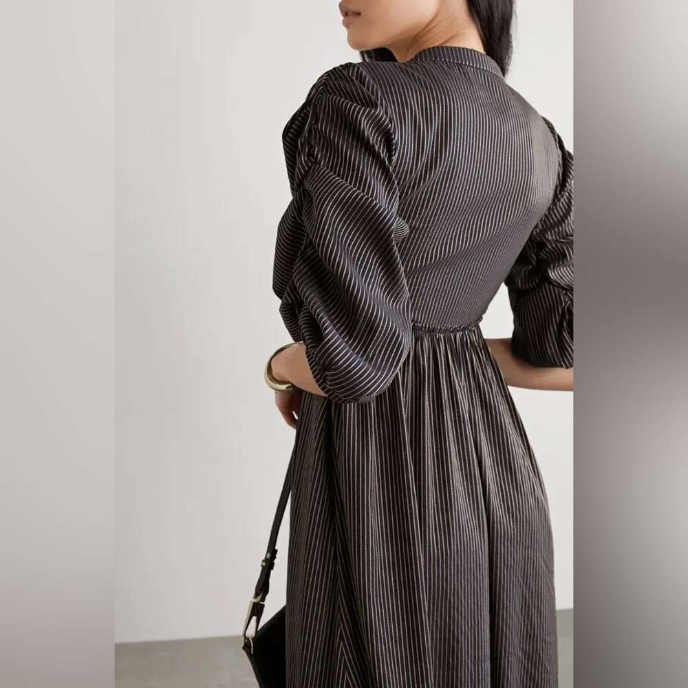 LA LIGNE Gitane Ruched Striped Cotton-Blend Dress size medium w/ pockets - Picture 6 of 12